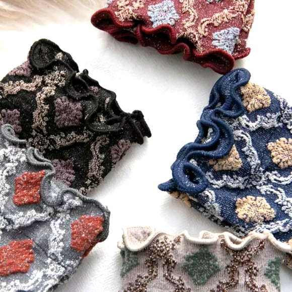 Festive Metallic Holiday Jacquard Damask Socks - Picture 2 of 3